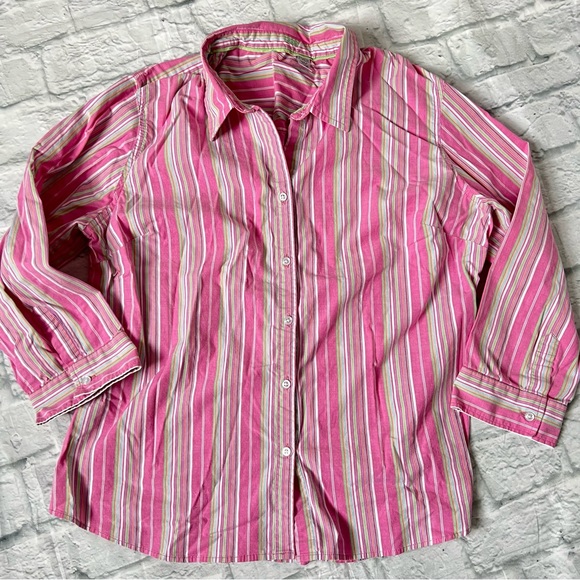 Vintage IZOD Button Down Stripe Blouse - Picture 1 of 9